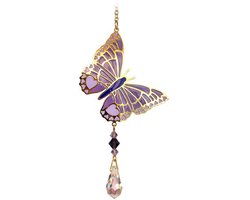 Suncatcher/Zonvanger/Zonnevanger - Vlinder Paars - Crystal Dreams - Handgemaakt - 20mm Kristal - L20cm