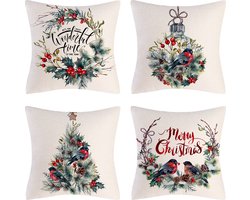 SUNMOOL Kerst Kussenhoes - Kussenhoes - Pillow cover - 45 x 45cm - Type F - 4Stuks