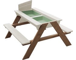 Sunny Dave Zand & Water Picknicktafel in Beige voor kinderen - Multifunctionele Picknick tafel met 2 uitneembare kunststof bakken - FSC hout