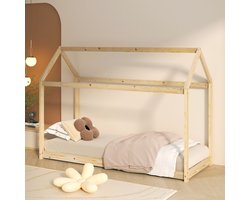 Sunny Zoey Bedhuisje – Kinderbed 206 x 98 x 154 cm – Peuterbed Meisjes en Jongens – FSC 100% Hout – Huisbed 90x200 - Met Lattenbodem - Exclusief Matras – Naturel