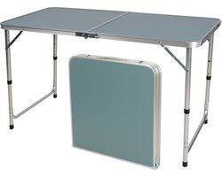 Sunnydays camping tafel - aluminium - opvouwbaar - blauw - L120 x B60 x H67 cm - Bijzettafels