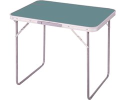 Sunnydays camping tafel - aluminium - opvouwbaar - blauw - L80 x B60 x H70 cm - Bijzettafels