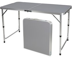 Sunnydays camping tafel - aluminium - opvouwbaar - grijs - L120 x B60 x H67 cm - Bijzettafels
