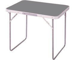 Sunnydays camping tafel - aluminium - opvouwbaar - grijs - L80 x B60 x H70 cm - Bijzettafels