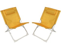 Sunnydays Havana camping/strand stoel - 2x - aluminium - inklapbaar - geel - 49 x 62 x 61 cm