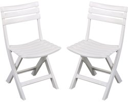 Sunnydays Klapstoel voor buiten/binnen - 4x - wit - 41 x 79 cm - stevig kunststof - Bijzet stoelen