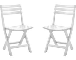 Sunnydays Klapstoel voor buiten/binnen - Set van 6x stuks - wit - 41 x 79 cm - stevig kunststof - Bijzet stoelen