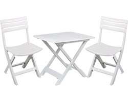 Sunnydays Klapstoelen 2x met bijzettafeltje set - buiten - wit - kunststof