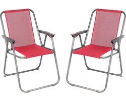 Sunnydays Picnic camping/strand stoel - 2x - aluminium - inklapbaar - roze - L53 x B55 x H75 cm
