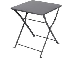 Sunnydays Tuin bijzettafeltje - inklapbaar - antraciet - metaal - 40 x 40 x 45 cm - vierkant - koffietafel - tuinset lage tafel - opvouwbaar