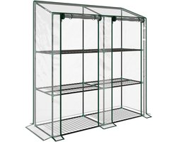 Sunona Muurkas - Met 3 etages en 6 schappen - Met 2 roldeuren - 143 x 46 x 141/151 cm - Transparant