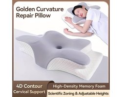 Sunova Ergonomisch Slaapkussen – Anti snurk kussen - Vlinder Hoofdkussen voor Zijslapers – Nekondersteuning – Verkoelend Traagschuim – Comfortabel Slaapkussen voor Volwassenen