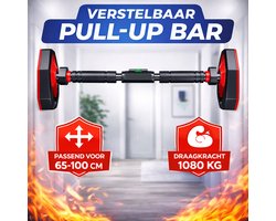 Sunova Optrekstang Deur – Zonder Boren – Pull-up Bar met Dip Functie – Verstelbaar 65-100 cm – Heavy Duty Staal – Ideaal voor Thuis Fitness – Max 1080kg