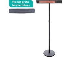Sunred - COMBIDEAL - Heater & Hoes - Dark lijn - Zwart - Staand model - Terrasverwarmer – Carbon rosé goud technologie - 2500 W – ECO - 3 standen - Afstand bestuurbaar - Elektrische heater