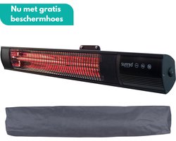 Sunred - COMBIDEAL - Heater & Hoes - Dark lijn - Zwart - Wand model - Terrasverwarmer – Carbon rosé goud technologie - 2500 W – ECO - 3 standen - Afstand bestuurbaar - Elektrische heater