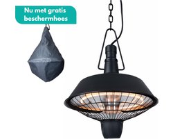 Sunred – COMBIDEAL - Heater & Hoes - Indus - Bright lijn - Zwart - Hangend model - Terrasverwarmer – Halogeen technologie - 2100W - Elektrische heater