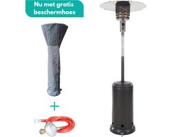 Sunred - COMBIDEAL - Heater & Hoes - Sargas - Gas lijn - Grijs - Staand model - Terrasverwarmer - Gas - 14000 W – Verschillende standen – Piezo ontsteking - Gas heater - Compleet: incl. gasdrukregelaar & slang