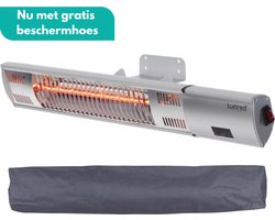 Sunred - COMBIDEAL - Heater & Hoes - Ultra lijn - Zilver – Wand model - Terrasverwarmer – Halogeen rosé goud technologie - 2000W - Afstand bestuurbaar - Elektrische heater