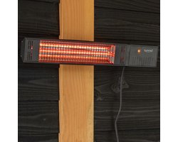 Sunred – Fortuna - Ultra lijn - Zwart - Wand model - Terrasverwarmer – Halogeen rosé goud technologie - 1500W – ECO – 3 Standen - Afstand bestuurbaar - Elektrische heater