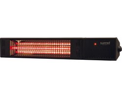 Sunred - Fortuna - Ultra lijn - Zwart - Wand model - Terrasverwarmer - Halogeen rosé goud technologie - 1500W - ECO - 3 Standen - Afstand bestuurbaar - Elektrische heater