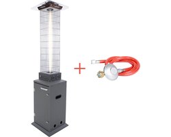 Sunred – Gas flame torch - Gas lijn - Zwart - Staand model - Terrasverwarmer - Gas - 12000 W – Verschillende standen - Elektrische ontsteking - Gas heater