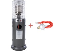 Sunred - Propus - Gas lijn - Grijs - Staand model - Terrasverwarmer - Gas - 10000 W – Verschillende standen – Piezo ontsteking - Gas heater - Compleet: incl. gasdrukregelaar & slang