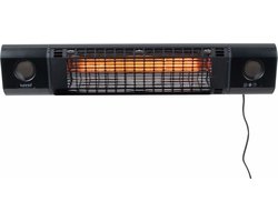 Sunred – Sun and Sound - Ultra lijn – Zwart – Wand model - Terrasverwarmer – Infraroodstraling – 2000W – Afstand bestuurbaar – Bluetooth speakers – Soft touch – Muziek – Elektrische heater – Heater