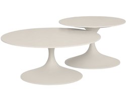 Suns Nova loungetafelset 60xH40 cm en 80xH35 cm rond sintered stone camel sand