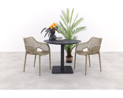 Suns Virenze aluminium Ø 90 cm./Air taupe - ronde balkonset