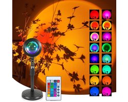 Sunset lamp - Projector lamp - Zonsondergang lamp - Sfeerverlichting - Met 360° Draaibare - 16 kleuren - USB LED Projector - Projector lamp - Uitschuifbaar - Met afstandsbediening