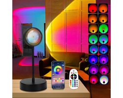 Sunset Lamp Zonsonderganglamp LED Nachtlampje Met Slimme App-Bediening Voor Selfie-Verlichting, Slaapkamer, Woonkamer, Feestlamp, Esthetische Kamerdecoratie