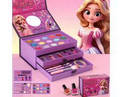 Suntac Make-up Set voor Kinderen - 30-Delige Meisjes Make-up Koffer - 3 Niveaus - Wasbaar - Cadeautip voor Verjaardag & Feestjes
