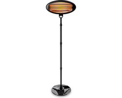 SUNTEC Night Sun Warmtestraler - Outdoor-Terrasverwarmer 2000 Watt - Buiten elektrisch verwarmen - Infraroodstraler met statiefvoet voor balkon en terras - Kwartsverwarmer kantelbaar