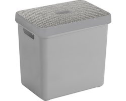 Sunware Opbergbox - lichtgrijs - 25 Liter - kunststof - met deksel - 35 x 25 x 36 cm - mand - kist