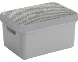 Sunware Opbergbox - lichtgrijs - 5 Liter - kunststof - met deksel - 25 x 18 x 12 cm - mand - kist