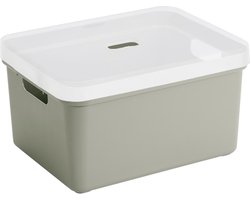 Sunware opbergbox/mand/kist van 32 liter lichtgroen kunststof met transparante deksel - 45 x 35 x 24 cm
