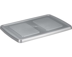 Sunware opslagbox - 51 liter - lichtgrijs - kunststof - 59 x 39 x 29 cm - met grijze deksel - mand - opberg kist