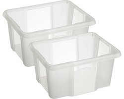 Sunware Opslagbox Nesta - 2x - kunststof - 24L - transparant - 42 x 33 x 22 cm - stapelbaar