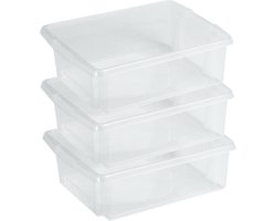 Sunware Opslagbox Nesta - 3x - kunststof - 17L - transparant - 45 x 36 x 14 cm - stapelbaar