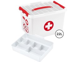 Sunware - Q-line EHBO doos met inzet 22L wit rood
