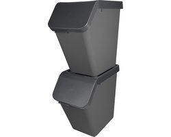 Sunware Sigma home prullenbak 40L - Stapelbaar - Set van 2 - Antraciet