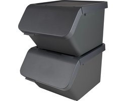 Sunware Sigma Home prullenbak 45L - Stapelbaar - Set van 2 - Antraciet