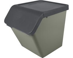 Sunware Sigma home prullenbak 60L met deksel - Stapelbaar - Donkergroen