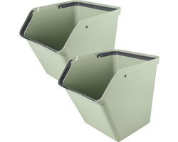 Sunware Sigma Home prullenbak 60L - Stapelbaar - Set van 2 - Groen