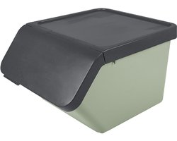 Sunware Sigma home Prullenbak Stapelbaar - 45L - Groen - inclusief deksel en stickervel