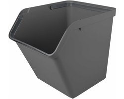 Sunware Sigma Home sorteer bak - afvalbak - antraciet - stapelbaar - 60L - 49 x 39 x 45 cm - met handgrepen