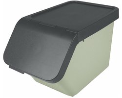 Sunware Sigma Home sorteer bak met deksel - afvalbak - groen - stapelbaar - 30L - 49 x 27 x 30 cm