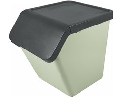Sunware Sigma Home sorteer bak met deksel - afvalbak - groen - stapelbaar - 60L - 49 x 39 x 45 cm
