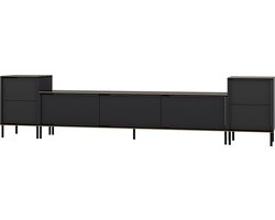 Supellexia- tv-meubel en nachtkastje set- antraciet marmerpatroon