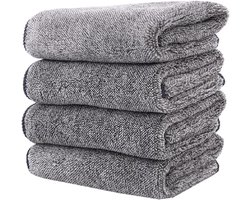 Super Absorberende Microvezel Theedoeken voor Keuken en Servies - Wasbaar en Pluisvrij (Grijze Set van 4)